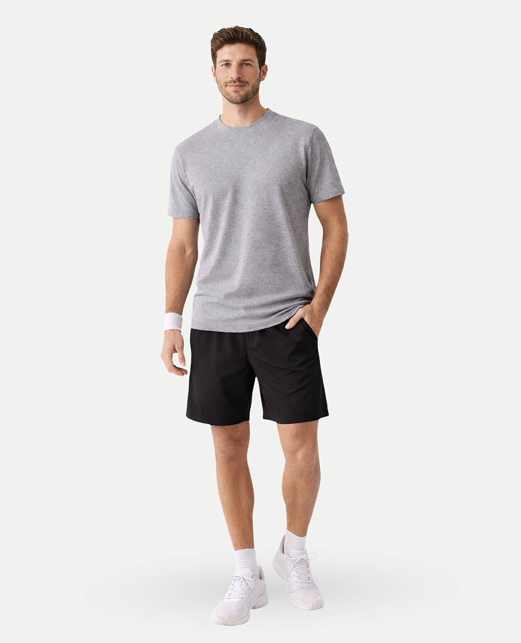T-Shirt Gray Sport Round Neck | Piqué Pima Cotton Men
