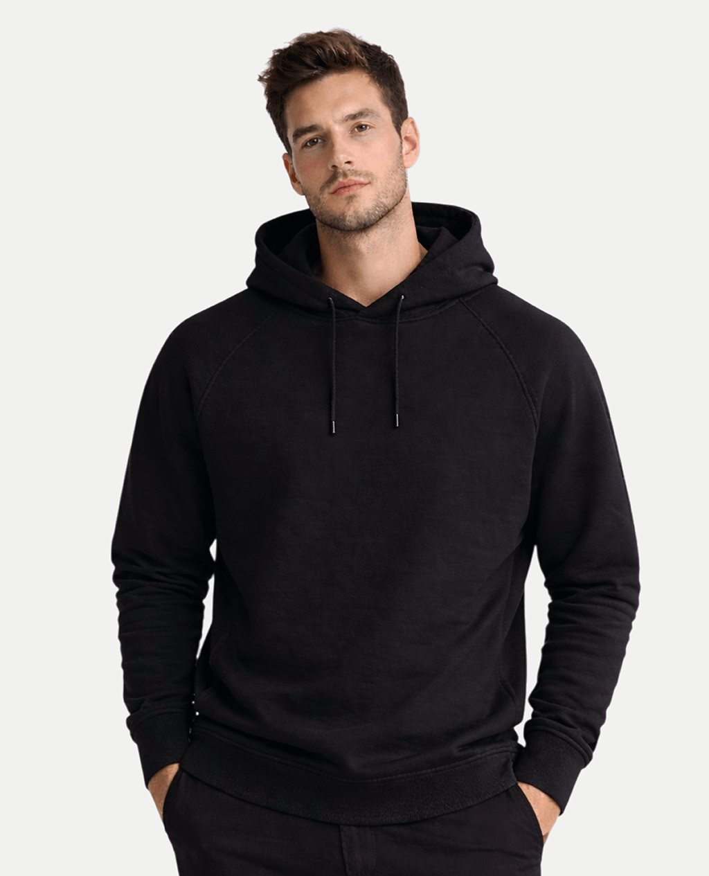 Hoodie Black Lightweight Round Neck | Pima Cotton