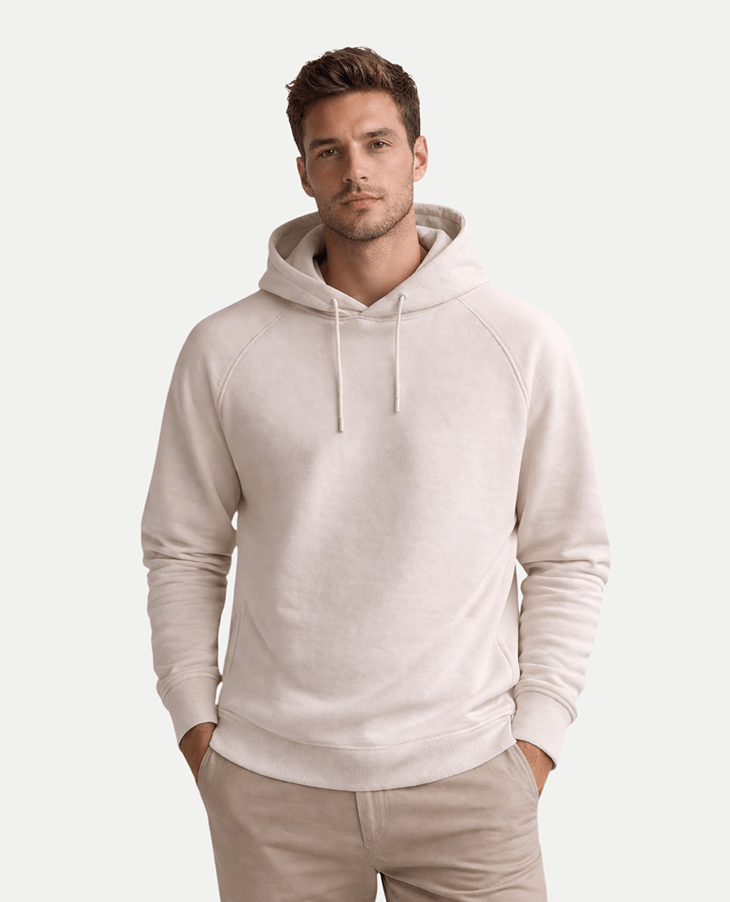 Hoodie Cream Lightweight Round Neck | Pima Cotton
