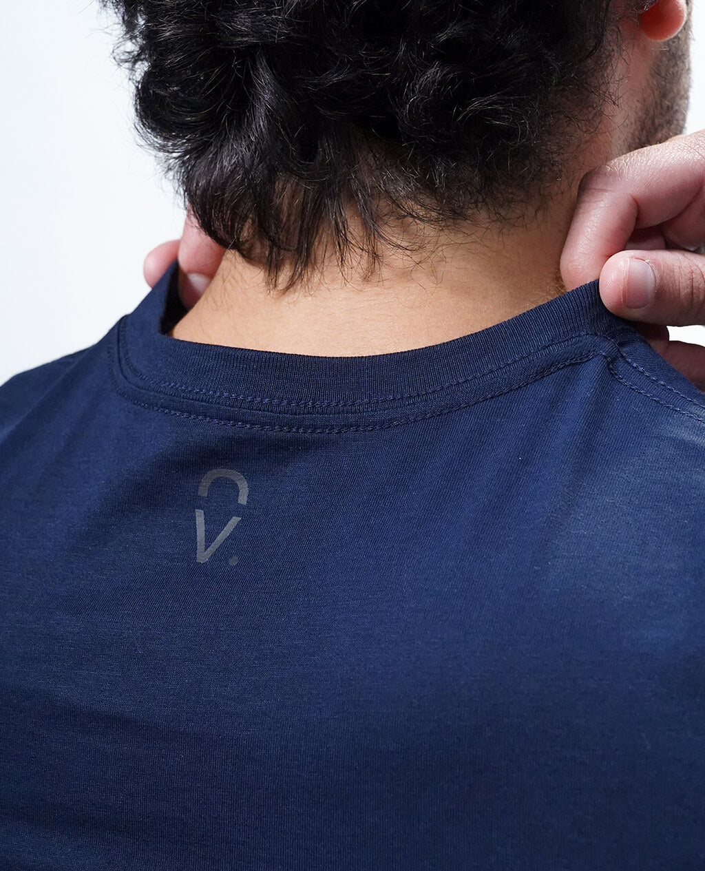 T-Shirt Navy Blue V Neck | Pima Cotton Men